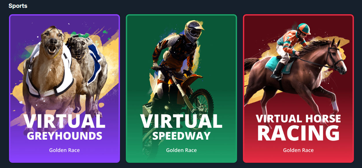 Virtual Sports — Greyhounds, Speedway, Horse Racing
